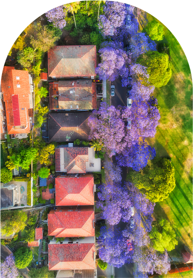 Top view of residential street in Sydney